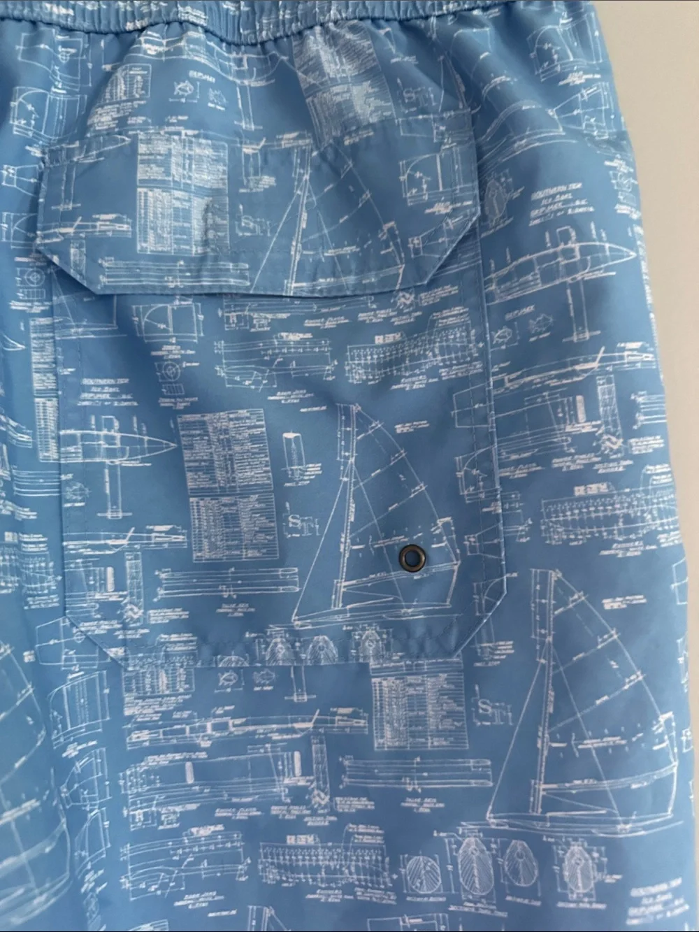 Men's southern tide Light Blue Nautical Print Swim Trunks size XL